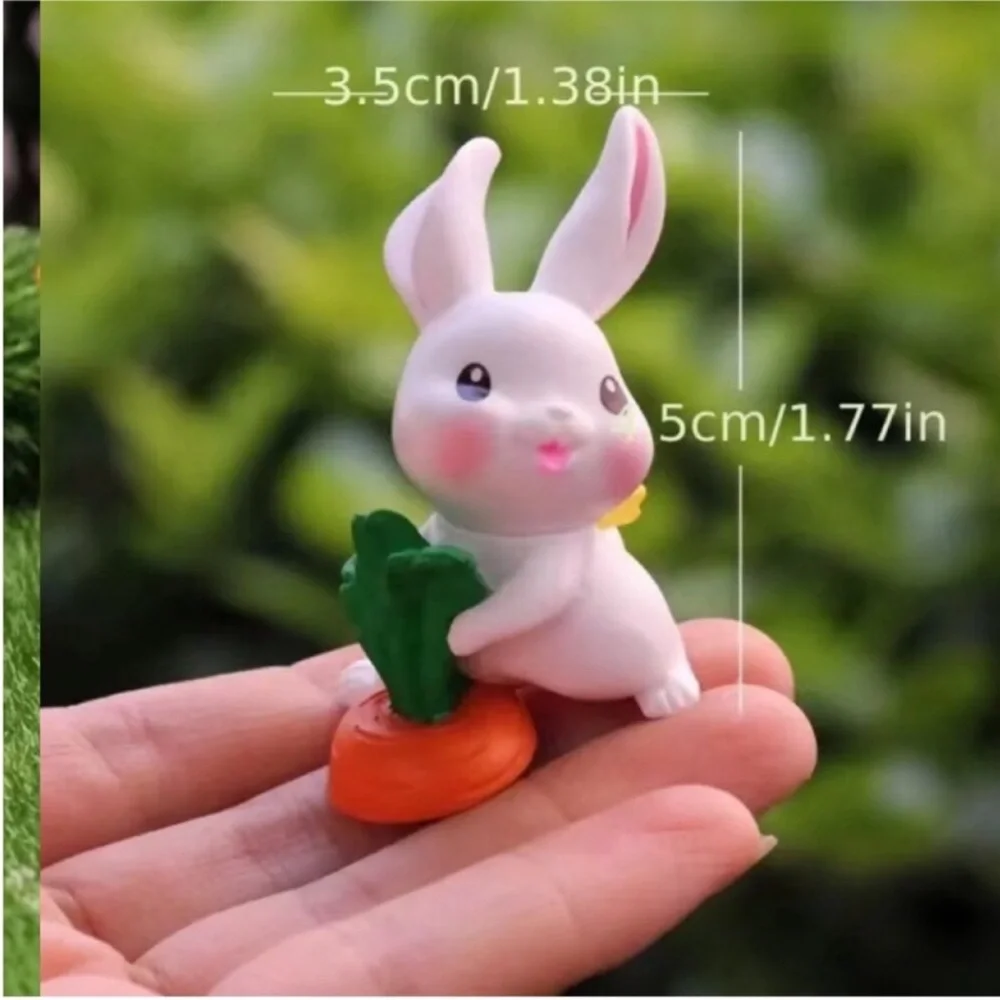 Easter Bunny Decoration 6pcs Mini Rabbit Miniature Bunny Doll House Artsy Gift